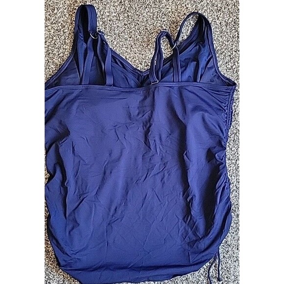 Lands End Women's 16 DD V-Neck Swim Top Navy Solid Adjustable Padded S456 - Picture 5 of 8